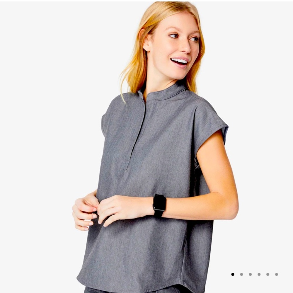 Figs Rafaela Scrub Top, Graphite XXS